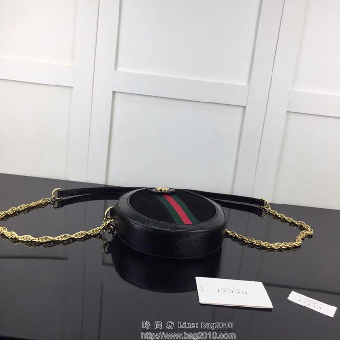 GUCCI古馳 新款 專櫃品質 原單 550618 磨砂配皮 克色 圓形 鏈條挎包HY1368